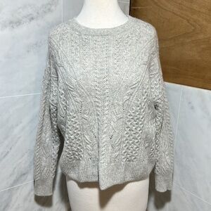 ❤️MAGASCHONI 100% Cashmere Cable knit Sweater in Light Grey size S